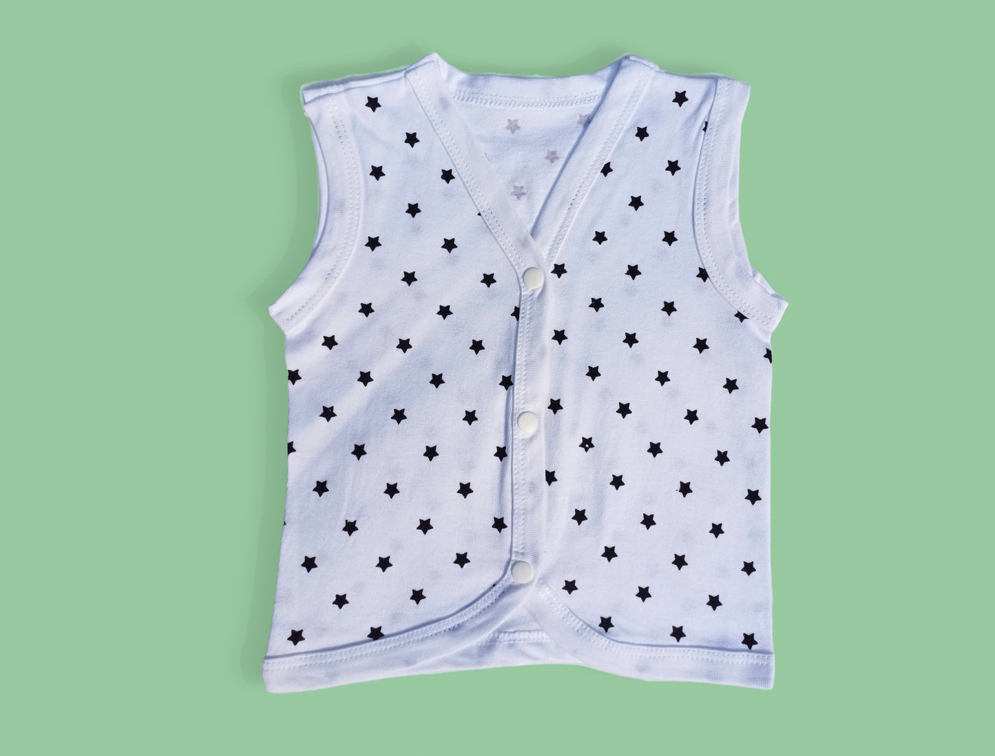 Organic Cotton Button Jabla| Assorted Pack Of 5|For new born(0 to 6 month| Sleeveless